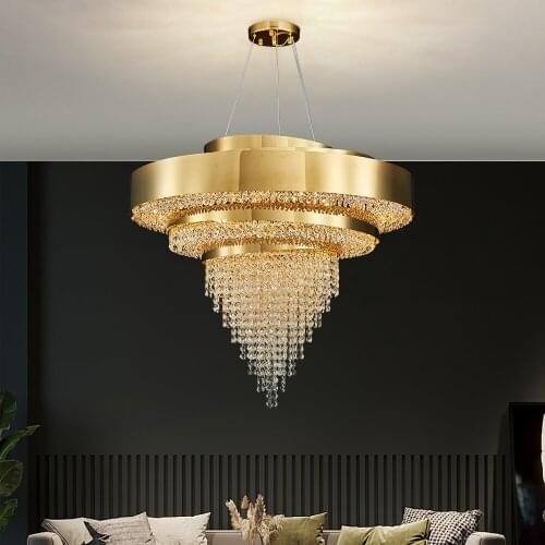 YOOGEE Art deco Luxury Crystal Chandelier for Living Room Home Decor Gold Lamp Dining Room Hanging Light Fixtures