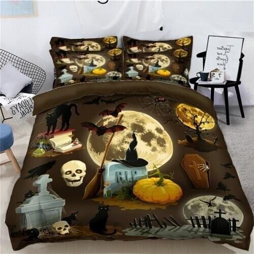 Luxury 3D Bedding Set Halloween Skeleton digital Bed Set super King Queen twin California king Bed Linens Duvet Cover Bed Sheet