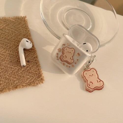 Cartoon bear pendant silicone earphone case for airpod 3 pro cases cartoon charging box headphone capa for airpods 2/1 cover