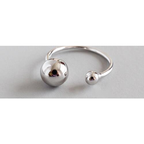 Thin Minimalism 100% Authentic 925 Sterling Silver Fine Jewelry Geometric Small& Bigger Lucky Ball Ring FASHION J65 WHOLESALE