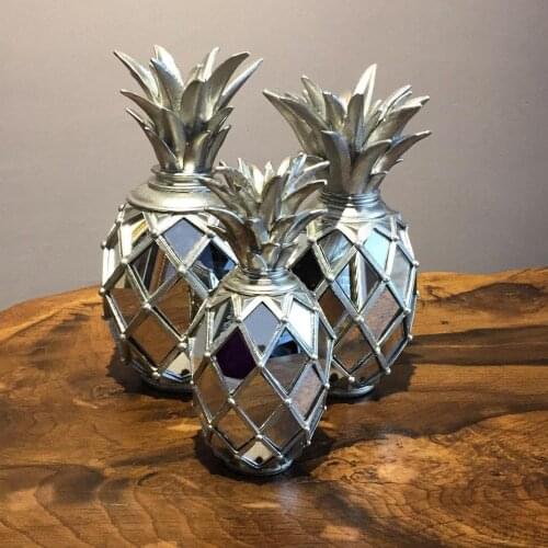 Pineapple Decoration Set Silver Gold Black White Colour with Glass Mirror Details Kitchen Living Room Home Accessories Fruit