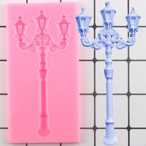 Street Lamp Cake Border Fondant Silicone Mold Pastry Baking Cakes Decorating Tools Chocolate Gumpaste Moulds Candy Clay Molds
