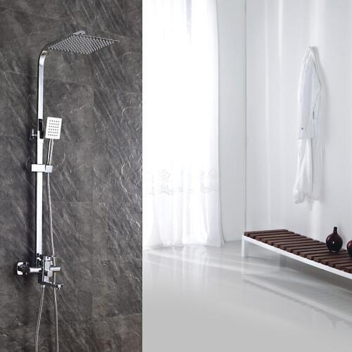 Bathroom rainfall square shower system wall mounted brass shower faucet with 8 inch shower head hand sprayer for shower set AHQ2