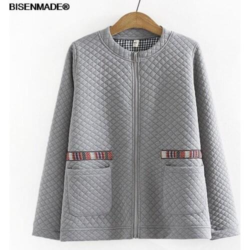 Women Clothing Jacket Plus Size 2021 Autumn New Loose O Neck Thin Quilted Coat Female Outerwear 6025