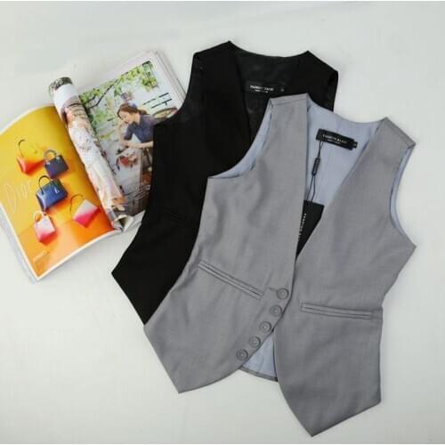 2020 Plus size Fashion women suit Waistcoat Casual Vest Sleeveless OL work office Slim lady Vests 4XL black grey JC418