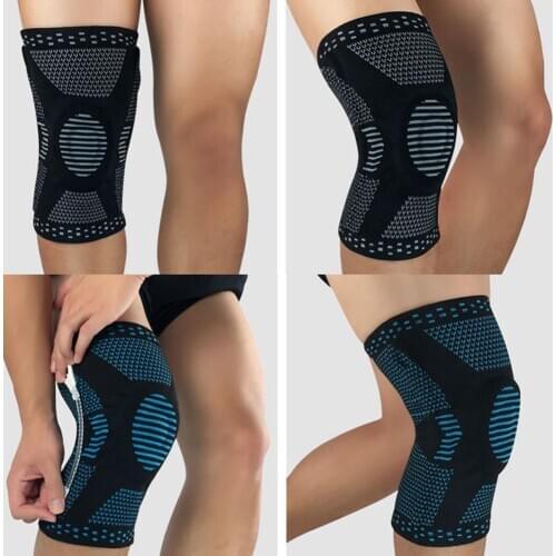 1Pc Sport Football Basketball Summer Knee Brace Support Protector Sleeve with Side Stabilizer EVA Patella Pad for Hiking Fitness