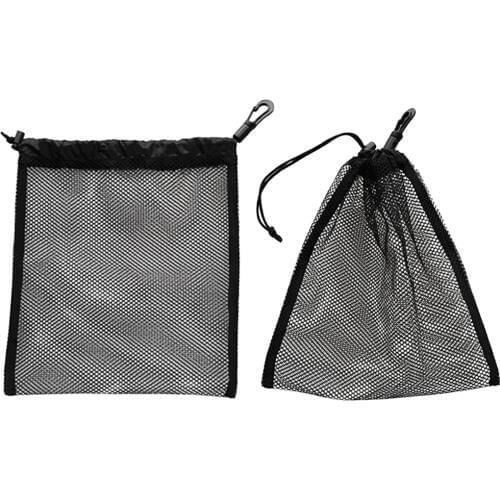 2Pieces Black Lightweight Mesh Stuff Sack Drawstring Laundry Golf Ball Bag Pouch Table Tennis Ball Carrying Storage Holder Black