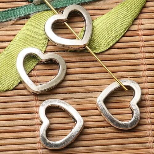20pcs dark silver color heart shaped spacer frame bead design EF2732