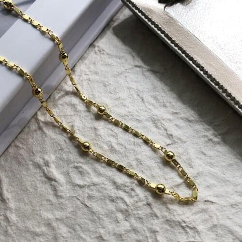 2021 New Hip-hop 18k Gold Round Beads Short Naked Chain Clavicle Chain Party Jewelry Couple Necklace Jewelry Simple Necklace
