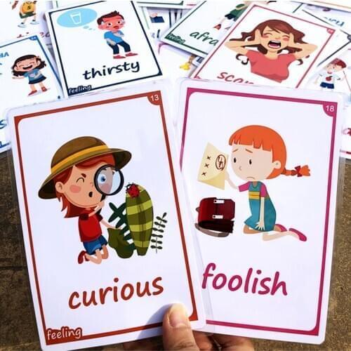 38pcs Feelings And Emotions English Flash Cards For Kids Special Needs Autism Communication Cue Card