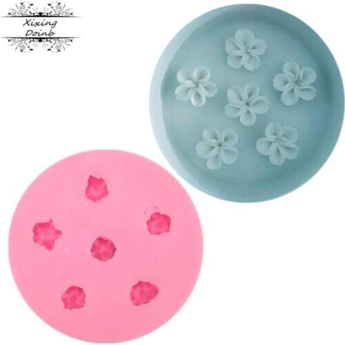 3D six hole cherry blossom shaped cake decoration silicone mold Chocolate Candy Mold kitchen baking supplies