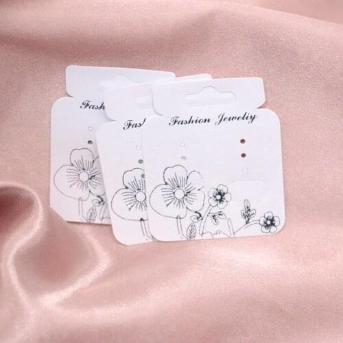 4.5*5.2cm Jewelry Accessory Packing Earring Card Display 200pcs/lot White Flower Sticker Hooks Cards Plastic Ornament Cards