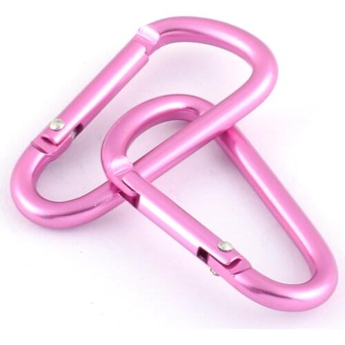 Pink Carabiner Camp Snap hook Clip keychain hook clasp spring D ring push gate clip For Backpack Clip Lanyard 4pcs