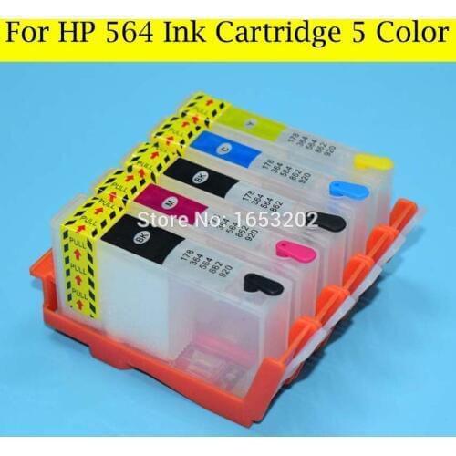 5 Color 564 XL Ink Cartridge For HP 564 For 7510 B8550 C5380 C6375 C6380 C510A D5460 Printer With Auto Reset Chip