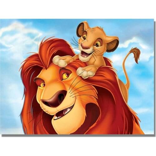5D Diamond Painting Full Square/Round Drill Lion King Simba 5D Diamond Embroidery Cartoon Animal Cross Stitch Mosaic Picture