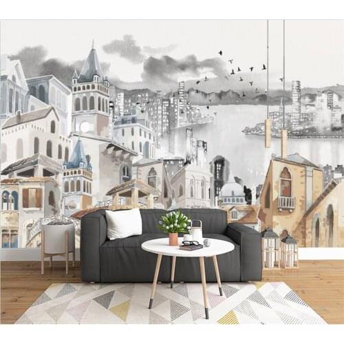 Wellyu Custom large 3d mural modern minimalist hand-painted abstract architectural sofa TV background wallpaper Photo wallpaper