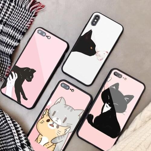 Kawaii Molang Cartoon Anime dog ca Tempered Glass Phone Case For iPhone 6 6plus 7 plus 8 8plus 5 5S 5C SE X XS XR XS Max