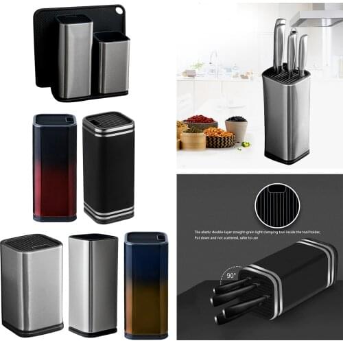 Knife Block Holder Scissors Slot Protect Blades Knife Storage Organizer Rack Stainless Steel