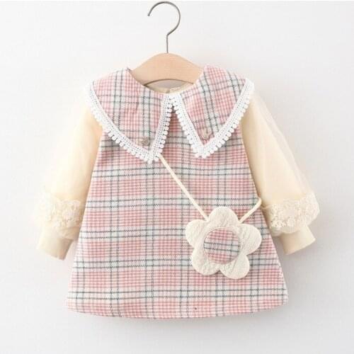 Childrens skirts spring and autumn models Korean girls' dresses plaid skirts fake two-piece childrens clothing