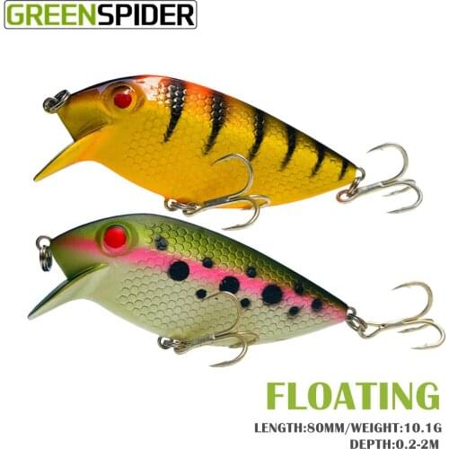 GREENSPIDER New Floating 10.1g 80mm Minnow 8 Colors Fishing Lure Lipless Crankbait Shallow Artificial Hard Bait Pike Tackle