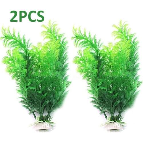 2PCS Artificial Water Grass for Aquarium Sea Weed Plant Fish Tank Decor High Quality Plastic Aquarium View Decorations 30cm