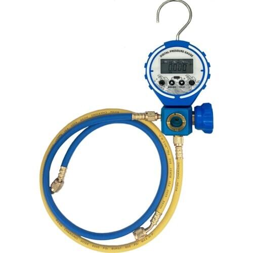 Pressure Gauge Refrigeration Digital Vacuum Pressure Manifold Tester Meter With sight glass and Hose HVAC Temperature Tester