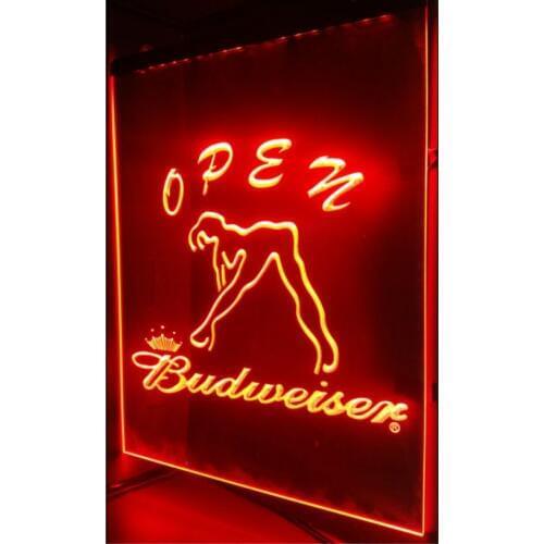 Jb-75 Budweiser Exotic Dancer Girl beer bar pub club 3d signs LED Neon Light Sign vintage home decor