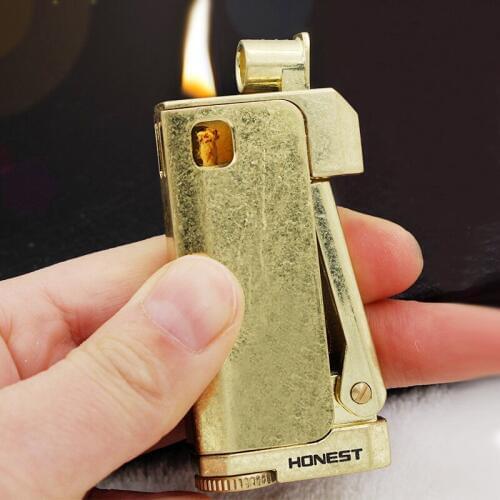 Kerosene Pure Copper Lighter Flint Lighter Box Classic Retro Grinding Wheel Oil Petrol Windproof Gasoline Lighter Gifts For Men
