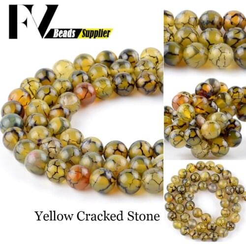 Factory Wholesale Natural Stone Yellow Dragon Veins Agates Round Beads For Jewelry Making Needlework DIY Bracelet 4/6/8/10mm
