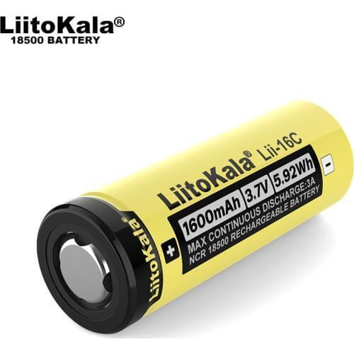 1PCS LiitoKala Lii-16C 18500 1600mAh 3A Discharge 3.7 V rechargeable battery Recarregavel lithium ion battery for LED flashlight