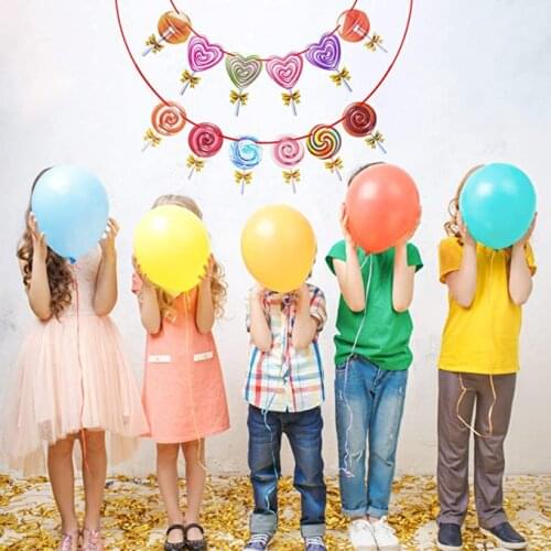 Sweet Lollipop Hanging Bunting Garland Rainbow Candy Banner for Birthday Baby Shower Candyland Party Decorations