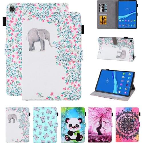 Lovely Panda Elephant Flowers case For Lenovo Tab M10 FHD Plus M10plus TB-X606F TB-X606X 10.3'' PU Leather Flip Stand Cover
