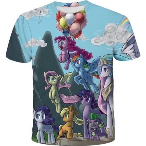 Fashion Boys Girls 3D Unicorn Printed T-shirt Summer Tee Cute Horse Tops Casual Short Sleeve T Shirts Childrens Cartoon Clothes