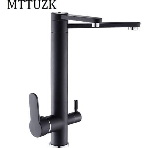 MTTUZK Brass Hot Cold Pure Water 3 in1 Kitchen Faucet Pure Water Faucet Drinking Water Mixer Tap Double Water Outlet Faucet