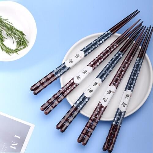 10 pair Japanese Sakura Handmade Wood Chopsticks Natural Eco-friendly Wooden Reusable Chopsticks Set Value GiftS Tableware