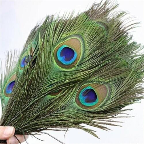 20Pcs/Lot Quality Peacock Feathers 25-30CM Natural Peacock Tail Feathers DIY Decoration Jewelry Handicraft Accessories