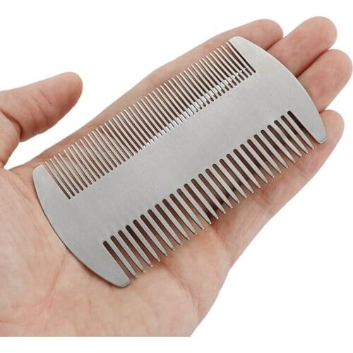 2021 New Man Stainless Steel Beard Comb Double Side Teeth Mustaches Beard Brush Comb Fashion Hair Brush