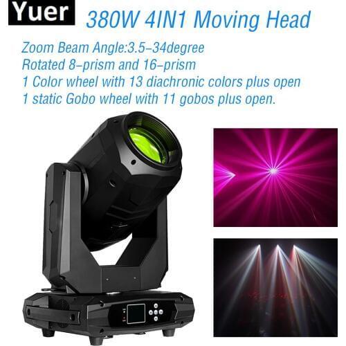 New Stage Moving Head Lighting 380W Beam Spot Wash Zoom 4IN1 Moving Head DJ Disco Light Club Music Party Bar Stage Effect Lights
