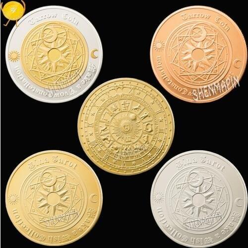 Tarot Wishing Commemorative Coin Sun Moon Constellation Feng Shui Coins Collectibles Help People Think Good Things Wisdom Coin