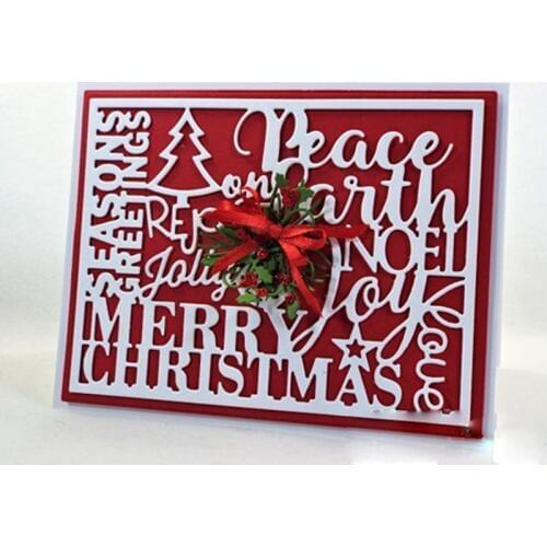 Merry Christmas Peace Earth Frame Metal Cutting Dies Stencils DIY Scrapbooking Album 2019 Paper Cards Craft Embossing Word Dies