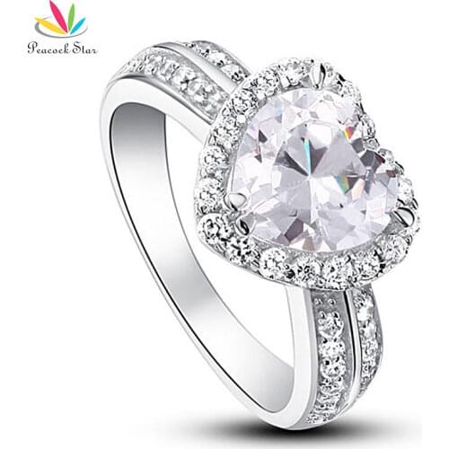 Peacock Star 2 Carat Heart Cut Solid 925 Sterling Silver Wedding Anniversary Engagement Ring Jewelry CFR8011
