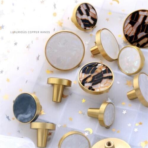 2in1 Luxury Round Pulls Brass Wall Hooks Nordic Furniture Cupboard Wardrobe Dresser Shoe Box Drawer Cabinet Knob Handles