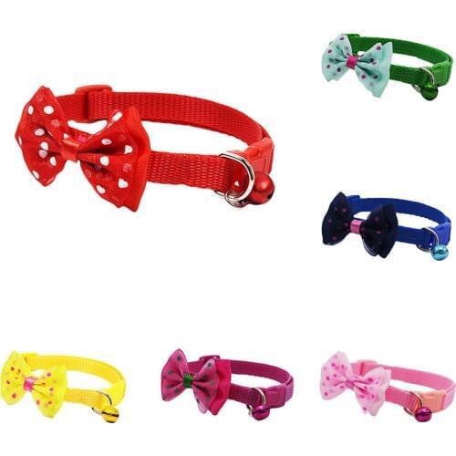 TINGHAO Comfortable Collars Cute Pet Dog Puppy Adjustable Bowknot Collar Party Necklace Neck Strap With Bell