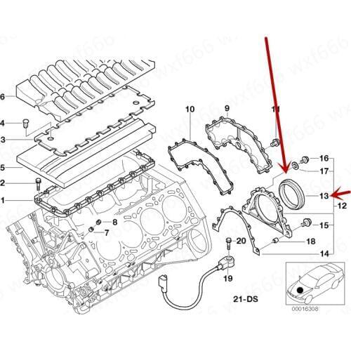 Car After engine crankshaft oil seal E301b mw840 850 E32 730 M60740I E34 Z8 434I X5 Sealing ring seal ring