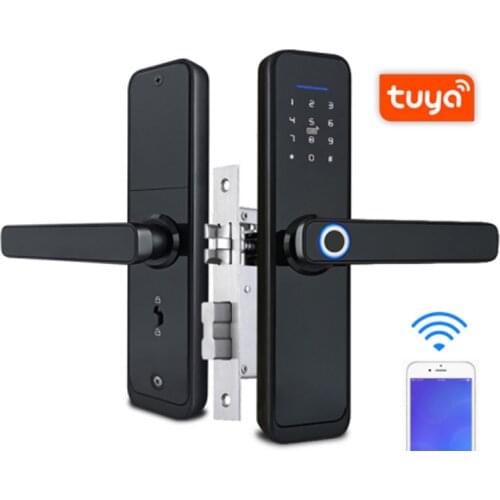 Wifi Tuya Smart Life Digital finger print lock Biometric Passcode Key Card Smart Door Lock