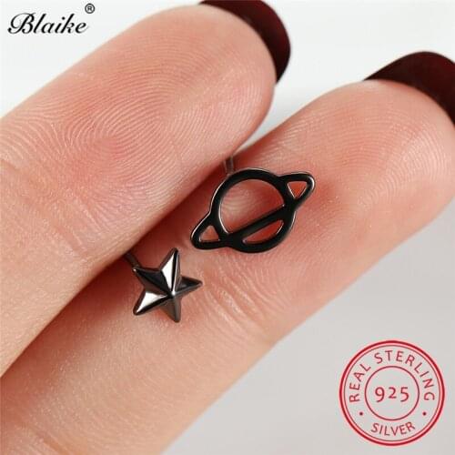 925 Sterling Silver Earrings Cute Planet Small Star Stud Earrings For Women Men Minimalist Daily Double Earrings Party Jewelry
