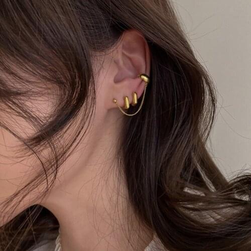 2 Designs Gold Color U Shape Chunky Chain Earrings Open Circle Geometric Earrings for Women Minimalist Hoop Earrings Jewelry
