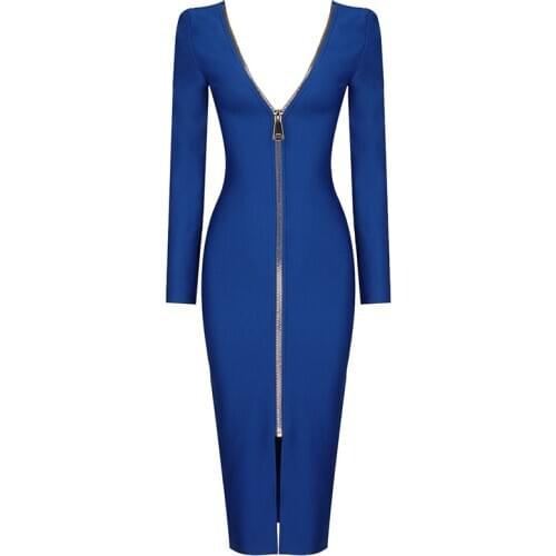 Women Bandage Dress Long Sleeve V Neck Autumn Winter Ladies Clothes Party Club Sexy Celebrity Elegant Dresses