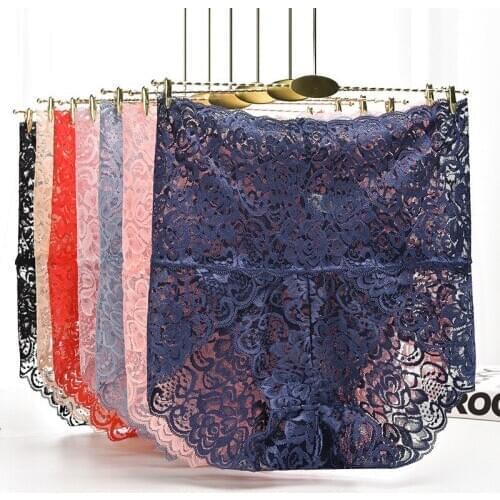 Womens Sexy Transparent Lace Underwear Panties Soft High Stretch Seamless Cotton Briefs Ladies Underwear Plus Size Lingerie