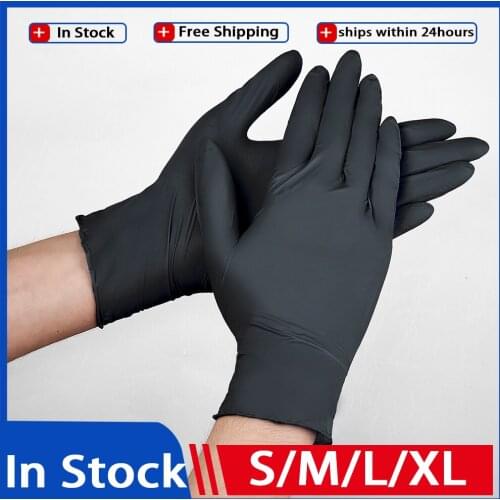 100pcs/lot Nitrile Gloves Pink Black Food Grade Waterproof Allergy Free Disposable Work Safety Gloves Nitrile Mechanic Glove